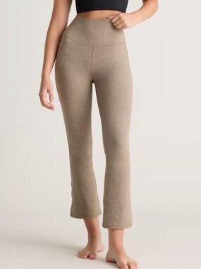 Quince Ultra Soft Cropped Bootcut Pant Heather Oatmeal XL Athleisure Comfy Yoga